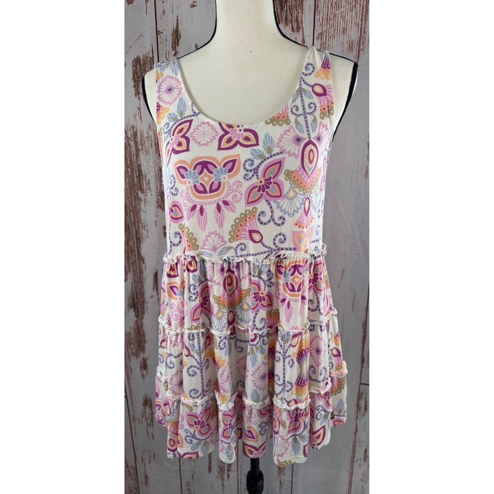 Matilda Jane Multicolor Paisley Tiered Tunic Top Women Medium New